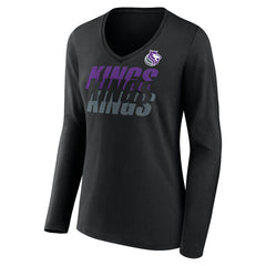 Sacramento Kings Women's Tumble V-Neck Long Sleeve T-Shirt - Black discount