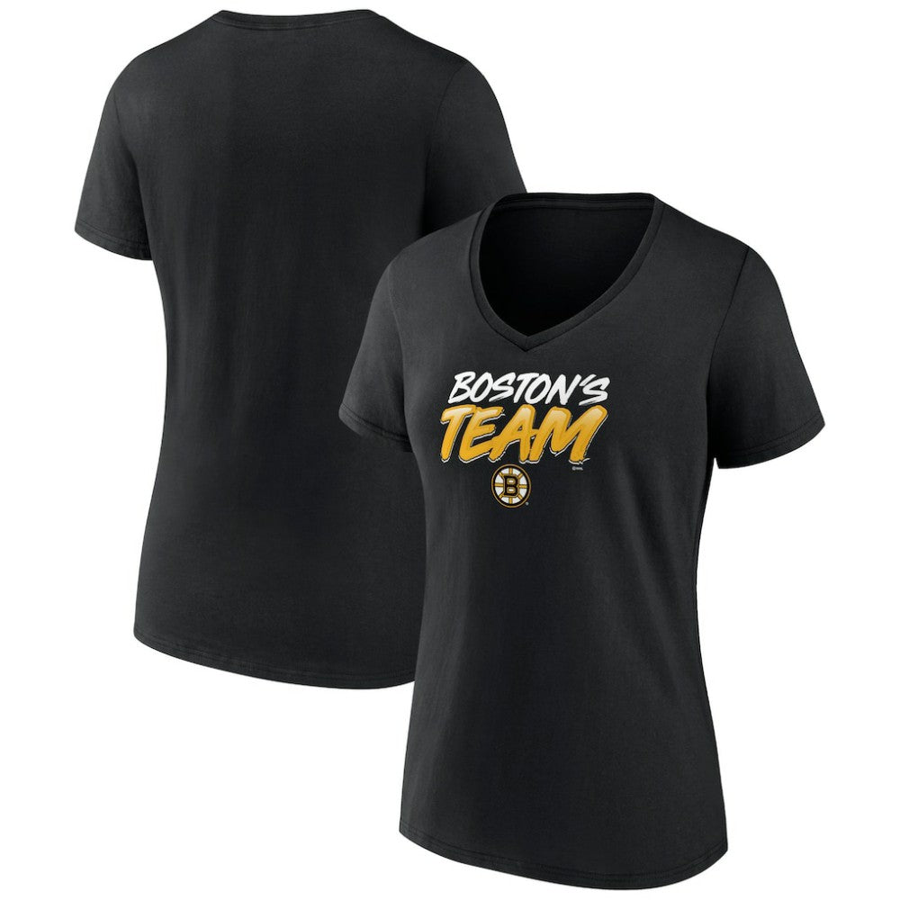 Boston Bruins Women's Active Edge V-Neck T-Shirt - Black T-shirts