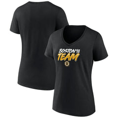 Boston Bruins Women's Active Edge V-Neck T-Shirt - Black T-shirts