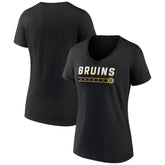 Boston Bruins Women's Primary Play V-Neck T-Shirt - Black T-shirts