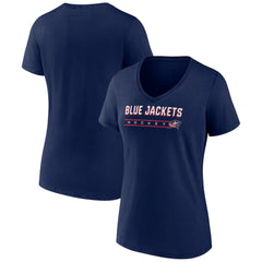 Columbus Blue Jackets Women's Primary Play V-Neck T-Shirt - Navy T-shirts