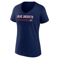 Columbus Blue Jackets Women's Primary Play V-Neck T-Shirt - Navy T-shirts