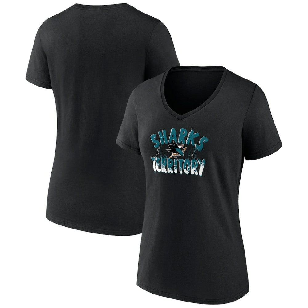 San Jose Sharks Women's Active Edge V-Neck T-Shirt - Black T-shirts