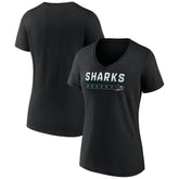 San Jose Sharks Women's Primary Play V-Neck T-Shirt - Black T-shirts