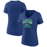 Vancouver Canucks Women's Slapshot V-Neck T-Shirt - Blue T-shirts