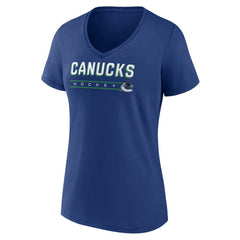 Vancouver Canucks Women's Primary Play V-Neck T-Shirt - Blue T-shirts