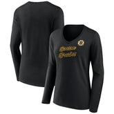 Boston Bruins Women's Forge Long Sleeve V-Neck T-Shirt - Black T-shirts