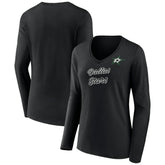 Dallas Stars Women's Forge Long Sleeve V-Neck T-Shirt - Black T-shirts