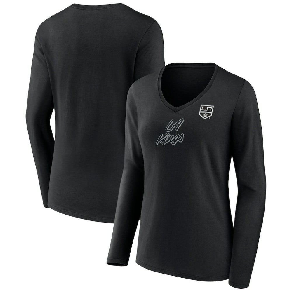 Los Angeles Kings Women's Forge Long Sleeve V-Neck T-Shirt - Black T-shirts