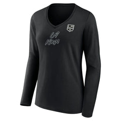 Los Angeles Kings Women's Forge Long Sleeve V-Neck T-Shirt - Black T-shirts