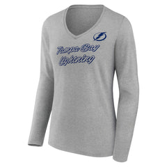 Tampa Bay Lightning Women's Forge Long Sleeve V-Neck T-Shirt - Heathered Gray T-shirts