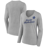 Toronto Maple Leafs Women's Forge Long Sleeve V-Neck T-Shirt - Heathered Gray T-shirts