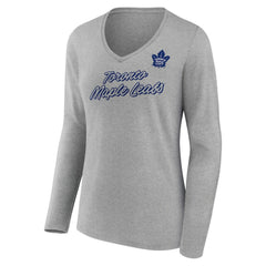 Toronto Maple Leafs Women's Forge Long Sleeve V-Neck T-Shirt - Heathered Gray T-shirts