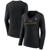 Vegas Golden Knights Women's Forge Long Sleeve V-Neck T-Shirt - Black T-shirts