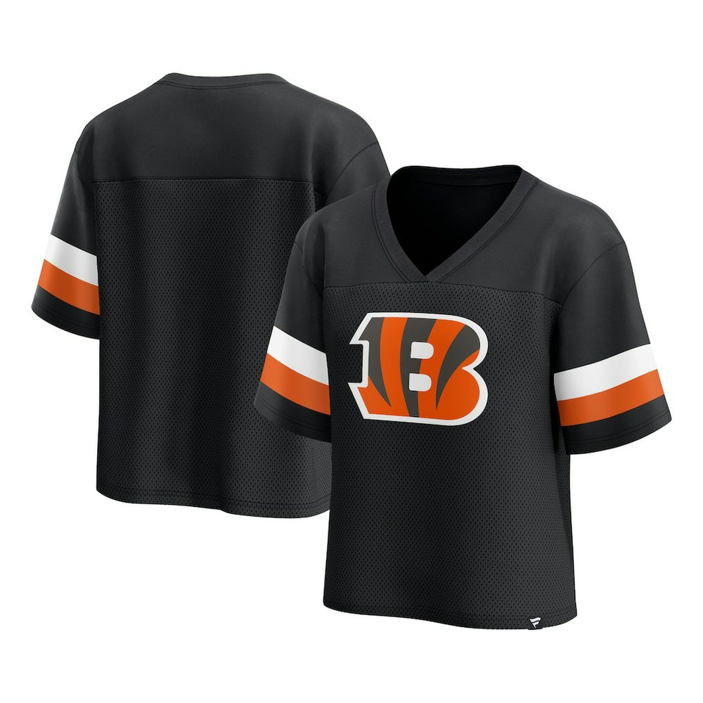 Cincinnati Bengals Women's Established Jersey Cropped V-Neck T-Shirt - Black online