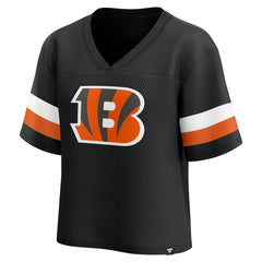 Cincinnati Bengals Women's Established Jersey Cropped V-Neck T-Shirt - Black online