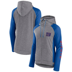 New York Giants Women's Blind Side Lightweight Full-Zip Hoodie - Heather Gray/College Royal sale