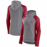 Tampa Bay Buccaneers Women's Blind Side Lightweight Full-Zip Hoodie - Heather Gray/College Red for sale