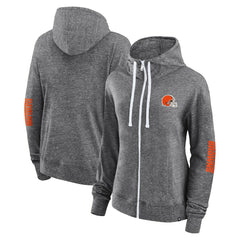 Cleveland Browns Women's Opening Coin Flip Lightweight Full-Zip Hoodie - Heather Charcoal on sale