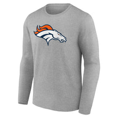 Denver Broncos Primary Team Logo Long Sleeve T-Shirt - Heather Gray on sale