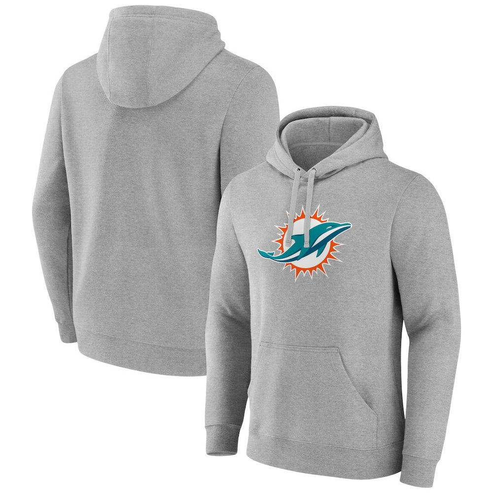 Miami Dolphins Primary Team Logo Fitted Pullover Hoodie - Heather Gray discount