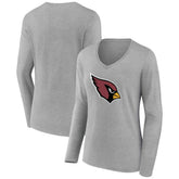 Arizona Cardinals Women's Primary Team Logo Long Sleeve V-Neck T-Shirt - Heather Gray discount
