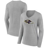 Baltimore Ravens Women's Primary Team Logo Long Sleeve V-Neck T-Shirt - Heather Gray sale