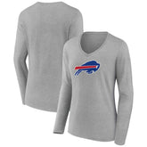 Buffalo Bills Women's Primary Team Logo Long Sleeve V-Neck T-Shirt - Heather Gray on sale