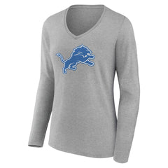 Detroit Lions Women's Primary Team Logo Long Sleeve V-Neck T-Shirt - Heather Gray sale