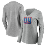 New York Giants Women's Primary Team Logo Long Sleeve V-Neck T-Shirt - Heather Gray online