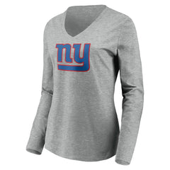 New York Giants Women's Primary Team Logo Long Sleeve V-Neck T-Shirt - Heather Gray online