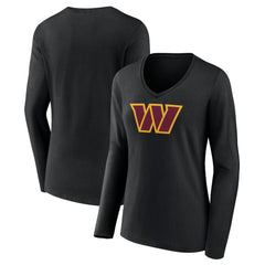 Washington Commanders Women's Primary Team Logo Long Sleeve V-Neck T-Shirt - Black online