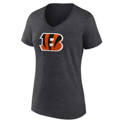 Cincinnati Bengals Women's Primary Team Logo V-Neck T-Shirt - Charcoal cheap
