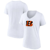 Cincinnati Bengals Women's Primary Team Logo V-Neck T-Shirt - White on sale