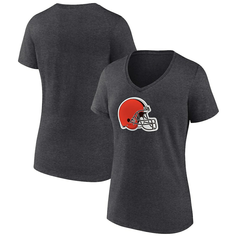 Cleveland Browns Women's Primary Team Logo V-Neck T-Shirt - Charcoal discount