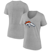 Denver Broncos Women's Primary Team Logo V-Neck T-Shirt - Heather Gray outlet