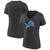 Detroit Lions Women's Primary Team Logo V-Neck T-Shirt - Charcoal outlet
