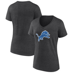 Detroit Lions Women's Primary Team Logo V-Neck T-Shirt - Charcoal outlet
