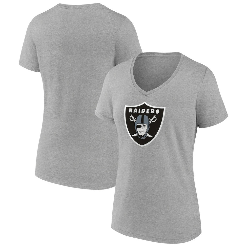 Las Vegas Raiders Women's Primary Team Logo V-Neck T-Shirt - Heather Gray cheap