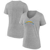 Los Angeles Chargers Women's Primary Team Logo V-Neck T-Shirt - Heather Gray on sale