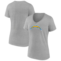 Los Angeles Chargers Women's Primary Team Logo V-Neck T-Shirt - Heather Gray on sale