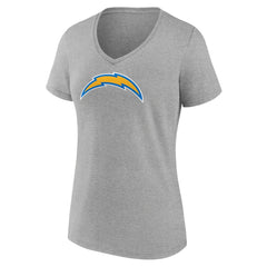Los Angeles Chargers Women's Primary Team Logo V-Neck T-Shirt - Heather Gray on sale