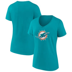 Miami Dolphins Women's Primary Team Logo V-Neck T-Shirt - Aqua for sale