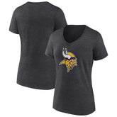 Minnesota Vikings Women's Primary Team Logo V-Neck T-Shirt - Charcoal outlet