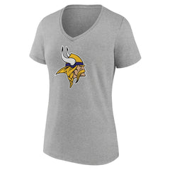Minnesota Vikings Women's Primary Team Logo V-Neck T-Shirt - Heather Gray for sale