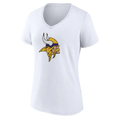 Minnesota Vikings Women's Primary Team Logo V-Neck T-Shirt - White on sale