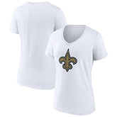 New Orleans Saints Women's Primary Team Logo V-Neck T-Shirt - White discount