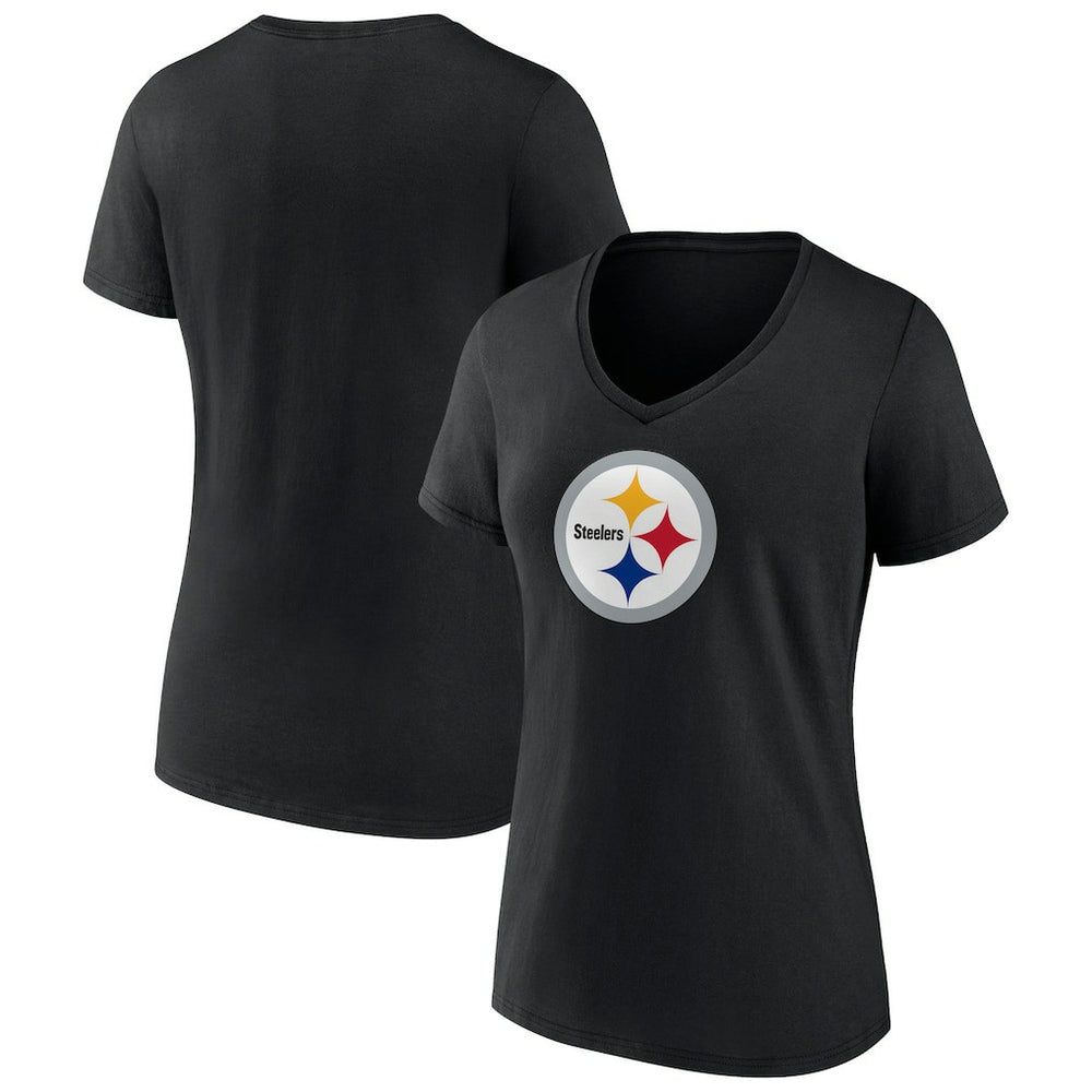 Pittsburgh Steelers Women's Primary Team Logo V-Neck T-Shirt - Black online
