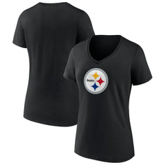 Pittsburgh Steelers Women's Primary Team Logo V-Neck T-Shirt - Black online