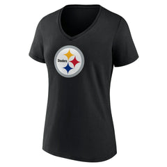 Pittsburgh Steelers Women's Primary Team Logo V-Neck T-Shirt - Black online